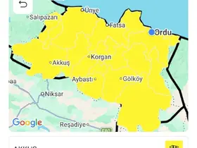 Ordu için sarı kodlu fırtına uyarısı
