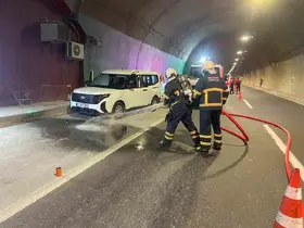 Osmangazi tünelinde yangına müdahale ve kurtarma operasyonu
