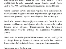 Özgür Özel, Adalet Bakanı Gürlek’e 750 bin lira manevi tazminat ödeyecek
