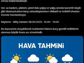 Sakarya’da kuvvetli sağanak yağış uyarısı
