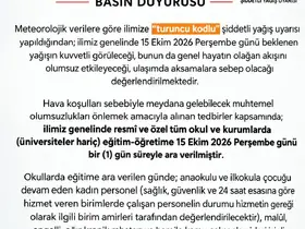 Sakarya’da okullar 1 gün tatil edildi
