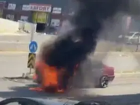 Seyir halindeki otomobilde yangın çıktı
