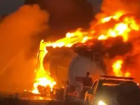 Seyir halindeki yakıt tankerinde yangın çıktı, alevler ormana sıçradı

