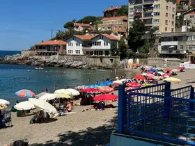 Soğuk olmasına aldırış etmeden denize girdiler
