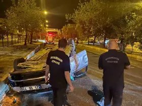 Takla atan otomobilin sürücüsü ağır yaralandı
