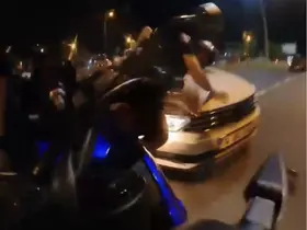Tekirdağ’da kaza anı kask kamerasında
