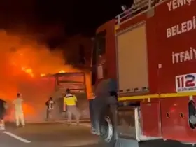 TEM Otoyolu’nda yolcu otobüsü alev topuna döndü
