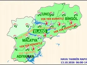 Tunceli için kuvvetli yağış uyarısı

