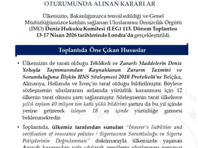 Uluslararası Denizcilik Örgütü Deniz Hukuku Komitesi’nin 113. Dönem Toplantısı Londra’da yapıldı
