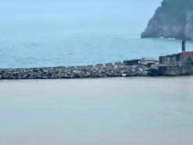Zonguldak Limanı çamur nedeniyle sarı renge büründü
