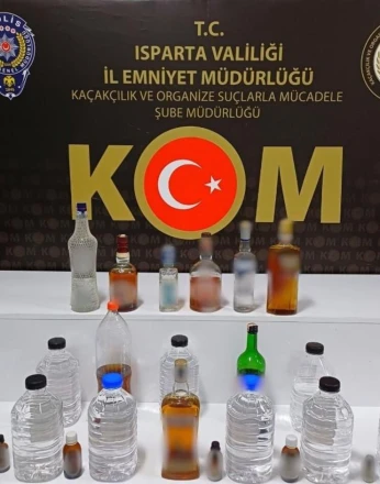 Isparta'da 54 litre kaçak ve el yapımı alkol ele geçirildi