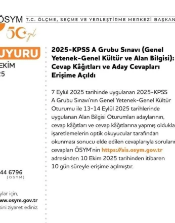 KPSS cevap kağıtları ve aday cevapları erişime açıldı