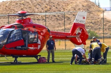 100 kilometre uzaklıktaki hastaya hava ambulansı ulaştı 