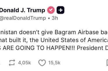 ABD Başkanı Trump’tan Afganistan’a tehdit: "Bagram Hava Üssü’nü bize geri vermezlerse kötü şeyler olacak" 