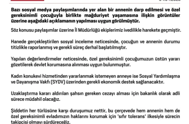 Aile ve Sosyal Hizmetler Bakanlığı: "Özel gereksinimli çocuğumuzun devlet korumasına alınması uygun bulunmuştur" 