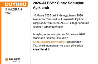 ALES sonuçları açıklandı 