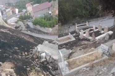 Anız yangınları mezarlıklara zarar veriyor 
