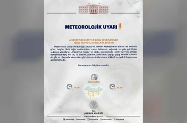 Ankara Valiliğinden kuvvetli yağış uyarısı 