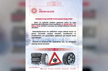 Ankara’da aralık ayından itibaren zorunlu kış lastiği kullanımı başlıyor 