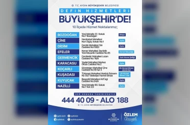 Aydın Büyükşehir, 10 ilçede defin hizmetlerini yürütecek 