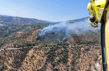 Aydın’daki zirai alan yangınına havadan ve karadan müdahale sürüyor 