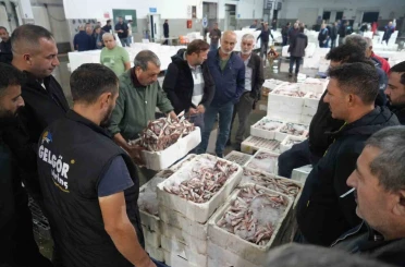 Balık mezadında hareketlilik: Kasalar dolusu balıklar kapışıldı 