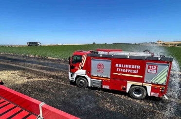 Bandırma’da anız ve ekili alanda çıkan yangın söndürüldü 