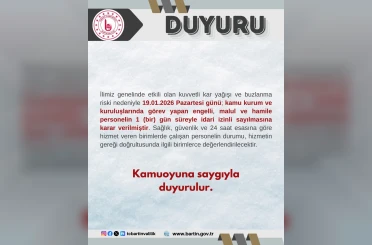 Bartın’da kamu çalışanlarına kar tatili 