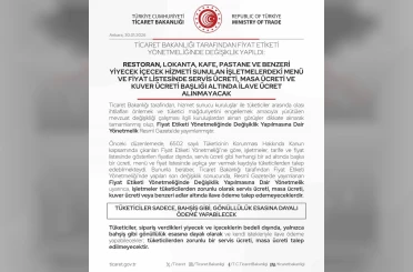 Bartın’da restoran ve kafelere ilave ücret uyarısı 
