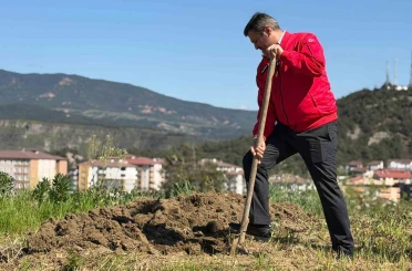 Başkan Çetinkaya bademin karşılığını emeğiyle ödedi 
