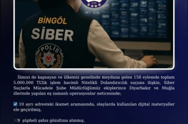 Bingöl merkezli 3 ilde dolandırıcılık operasyonu: 4 tutuklama 