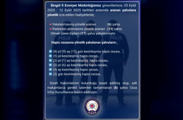 Bingöl’de aranan 17 şahıs yakalandı 