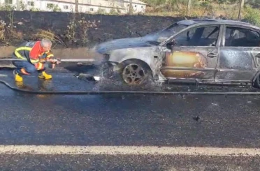 Bingöl’de seyir halindeki otomobil alevlere teslim oldu 