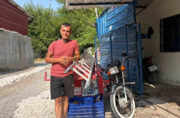 Boynunda merdivenle motosiklet kullanan tesisat ustası konuştu 