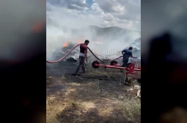 Burdur’da samanlık yangını 