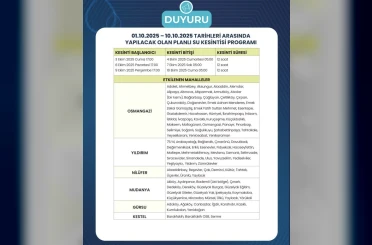 Bursa’da dönüşümlü su kesintileri başlıyor 