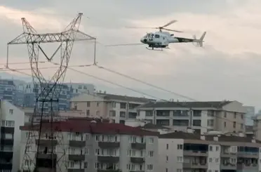 Bursa’da iletim hatlarına helikopterli bakım: Dikkat çeken anlar kamerada
