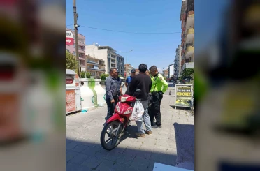 Çine’de kaldırımlarda motosiklet denetimi 