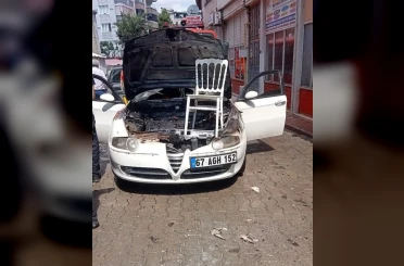 Devrek’te yanan araca itfaiye yetişti 