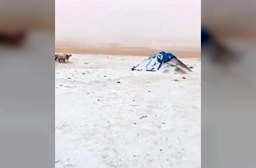 Diyadin’de Eylül’de yağan kar köyü beyaza bürüdü 