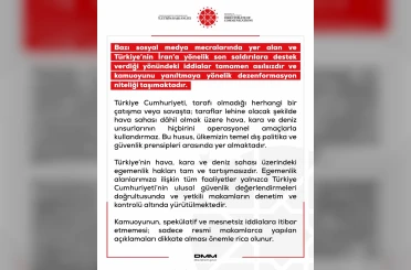 DMM: "Türkiye’nin İran’a yönelik son saldırılara destek verdiği yönündeki iddialar tamamen asılsızdır" 