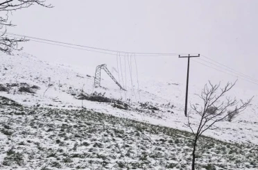 Dodurga beldesi şiddetli fırtına ve kar yağıyı altında 