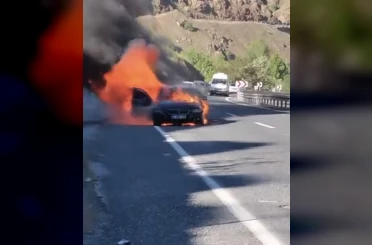 Elazığ’da araç alev topuna döndü 