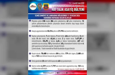 Elazığ’da asayiş uygulamaları: 238 olayda 304 şahıs yakalandı 