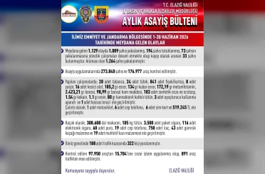 Elazığ’da asayiş uygulamaları: Bin 89 şahıs yakalandı 
