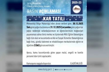 Elazığ’da eğitime 2 gün ara verildi 
