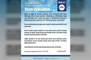 Elazığ’da rehabilitasyon ve bakımevi kurslarına kar tatili 