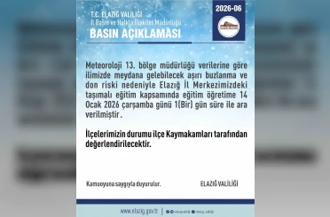 Elazığ’da taşımalı eğitime 1 gün ara 