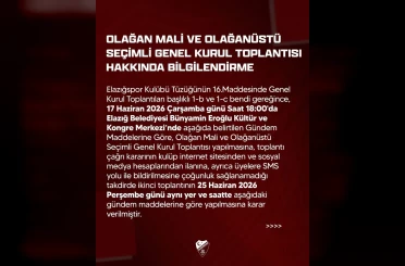 Elazığspor’da genel kurul tarihi netleşti 