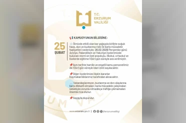 Erzurum’da okullara bir gün kar tatili 